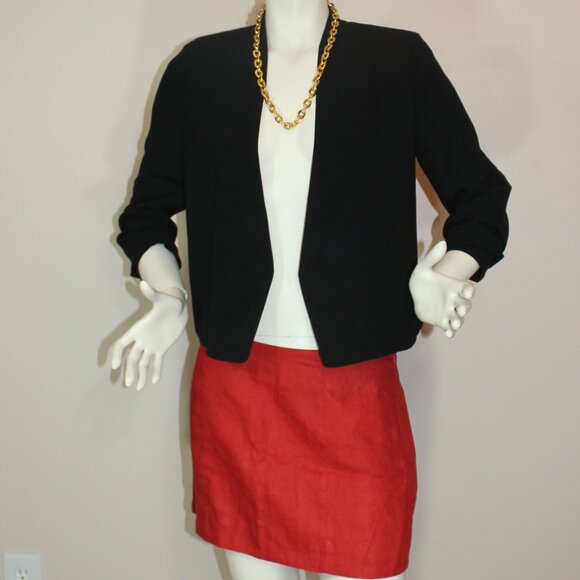 Aritzia Babaton Power Waist Blazer Black  Open Front Jacket Cropped Crepe Size 6 - Picture 4 of 9